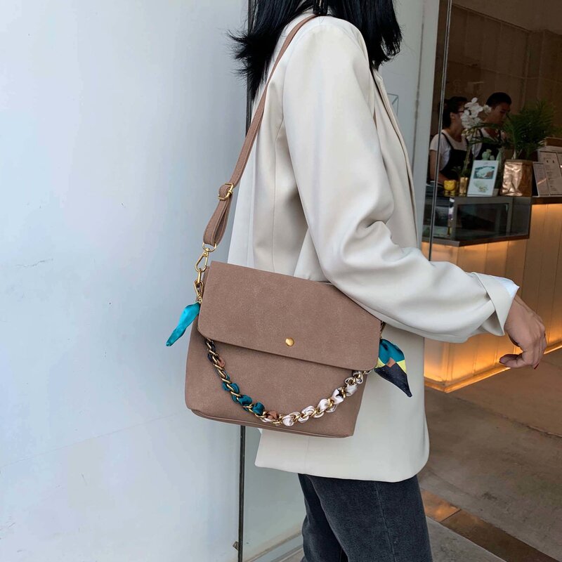 CAREY KAY – sac à main en cuir pour femmes, sacs à bandoulière, écharpe en chaîne, tendance hiver 2021