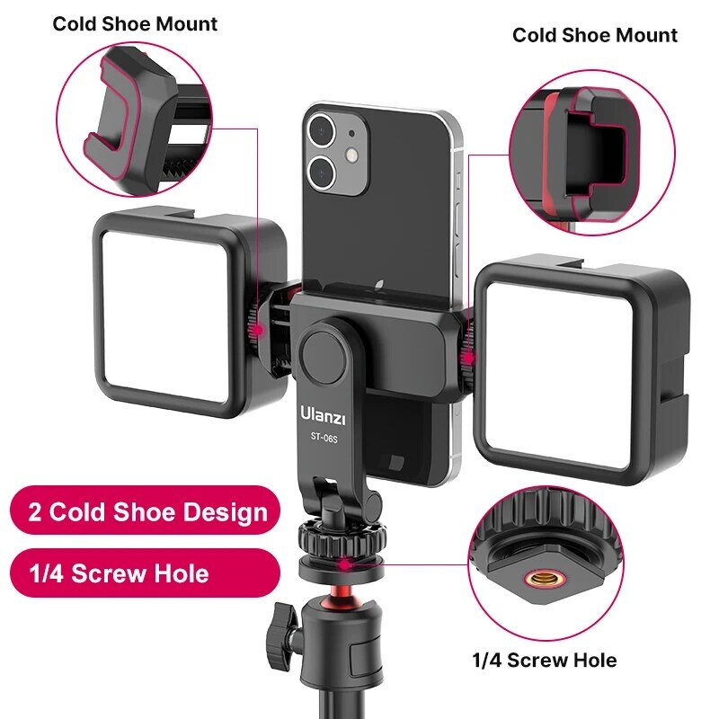 Ulanzi ST-06S Vertical Shooting Phone Mount Holder DSLR Camera Monitor Mount Tripod Mount Clamp for Smartphone Vlog Shooting