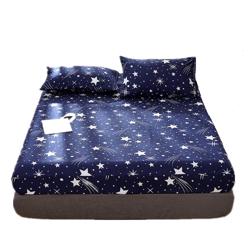 Bonenjoy 3pc folha de cama com fronha geométrica impresso lençol com elástico roupa de cama poliéster colchão capa rainha tamanho