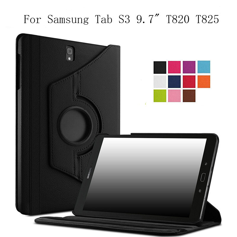 Чехол-книжка для Samsung Galaxy Tab S3, 9,7, SM-T820, SM-T825, T829, кожа, вращающийся на 360 градусов