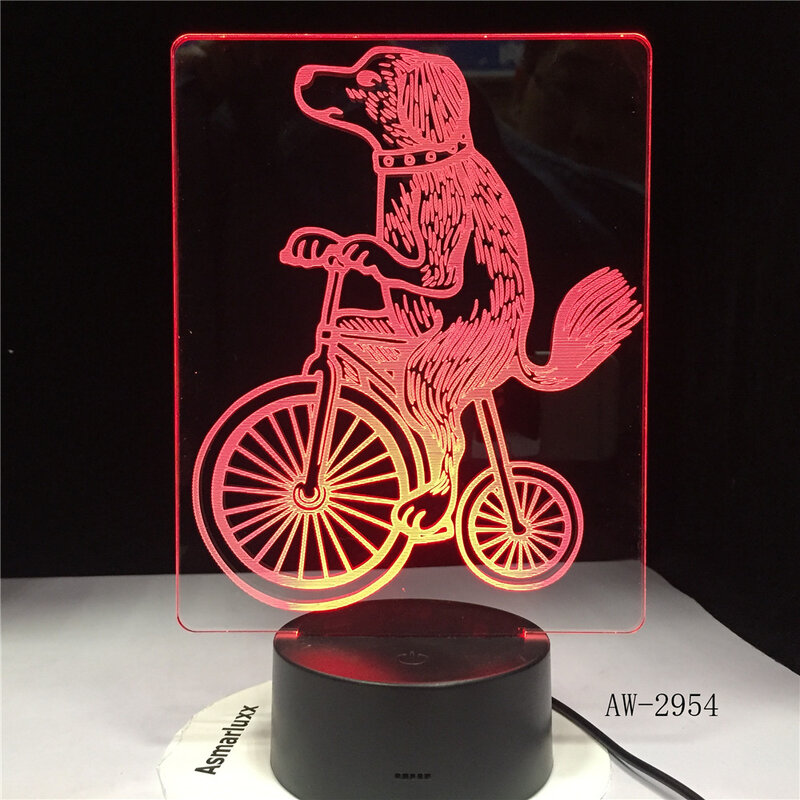 ใหม่สุนัขขี่3D หลอด7สี USB โคมไฟกลางคืน LED สำหรับเด็ก Childs วันเกิด Creative Decor Tafellamp ของขวัญ2954