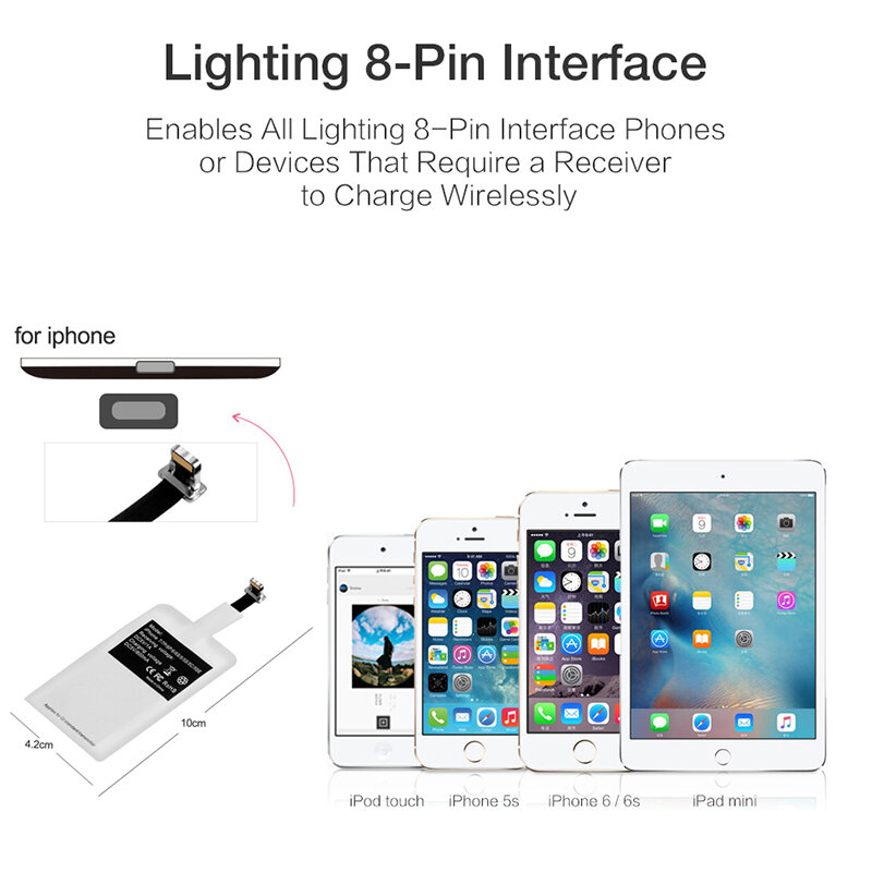 Qi стандарт беспроводной зарядки катушки приемник Pad Универсальный адаптер модуль для iPhone 5 6 7 samsung huawei Micro-usb type C Телефон