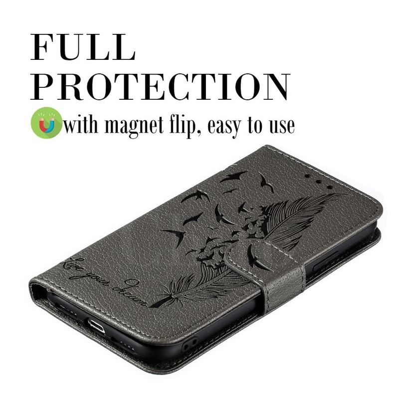 Funda de cuero PU con estampado Animal para iPhone 8 7 Plus X XR XS 11 Pro Max 6 6s Cubierta monedero plegable tarjetero bolso negro Funda roja