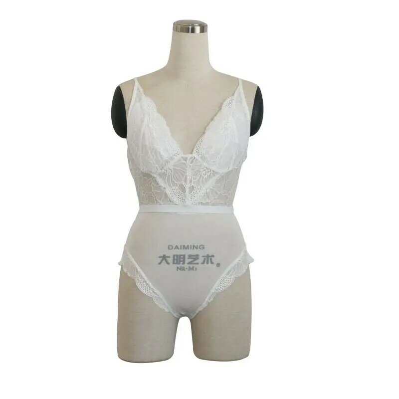 Bkld verão branco laço bodysuit feminino floral bordado profundo decote em v sexy bodysuit sem costas macacão feminino 2020