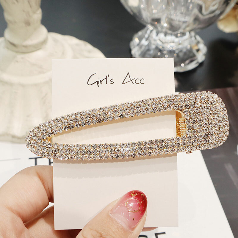 2019 metalowe spinki z perłami z kryształu górskiego geometryczne spinki do włosów dla kobiet akcesoria do włosów spinki do włosów