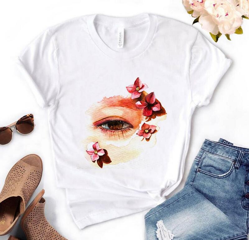 flower eye Print Women Tshirts Cotton Casual Funny t Shirt For Lady  Yong Top Tee Hipster PH-37