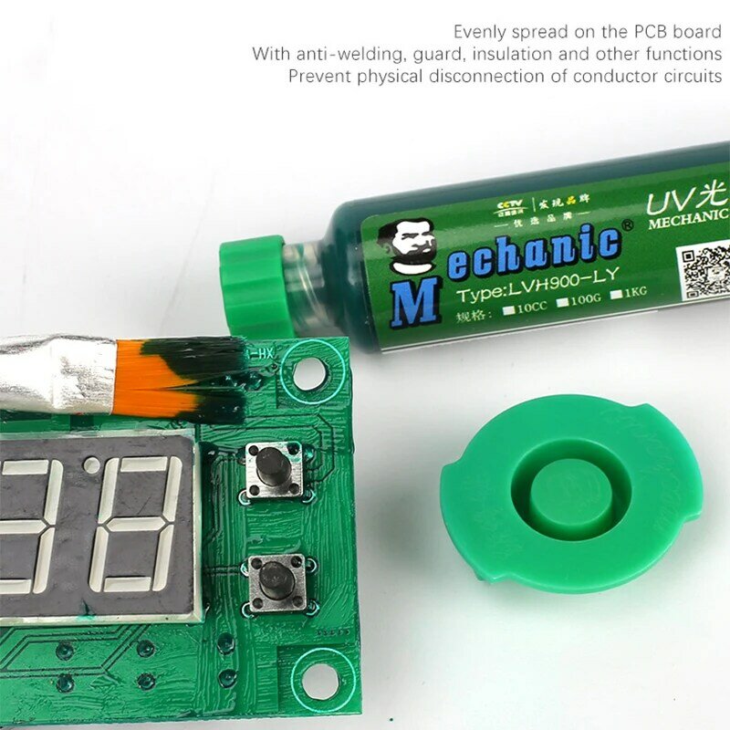 ช่าง PCB สีเขียว UV แสงหน้ากากหมึกชุด Curable Solder BGA น้ำมันสีเขียว Circuit Board Soldering Paste Flux น้ำมัน