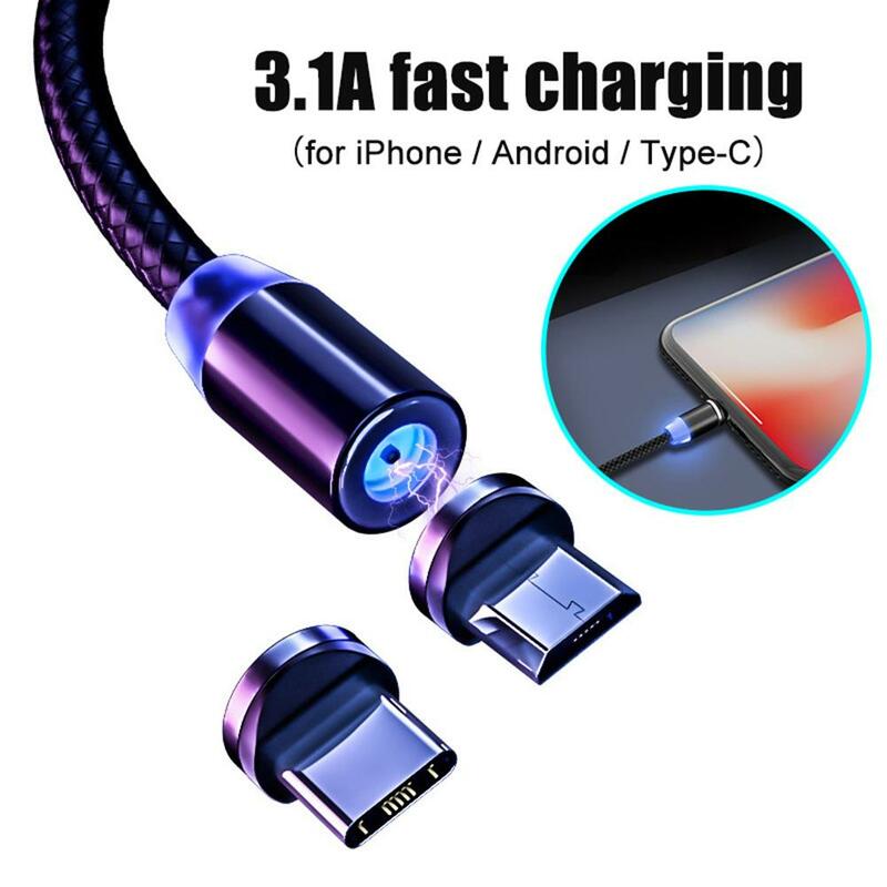 LED Magnetic micro USB Cable Fast Charging Type C Cable Magnet Charger Data Charge 1/2m USB Cable Mobile Phone Cable USB Cord