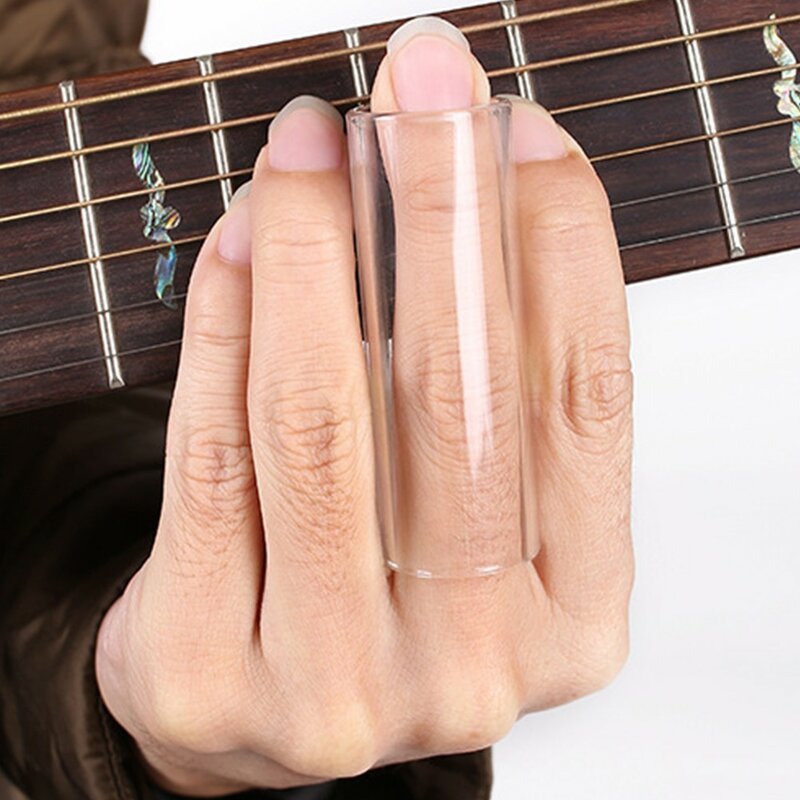 Deslizador de dedo de guitarra transparente, juego de cuello de botella deslizante transparente, accesorios de guitarra eléctrica acústica para profesionales principiantes, 4 piezas