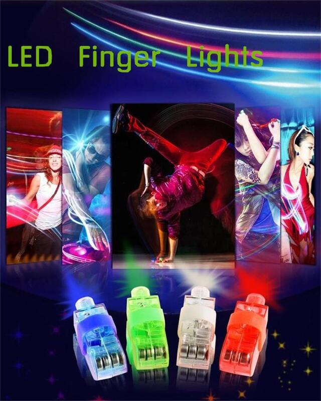 Lámpara de dedo brillante para conciertos y Navidad, lámpara de dedo con luces LED, luz de dedos láser, novedad