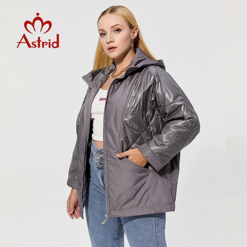 Astrid 2022ฤดูใบไม้ร่วงใหม่ผู้หญิงเสื้อฝ้ายบาง Windproof Warm Plus ขนาดกระโปรงซิปผู้หญิง Parkas Outerwear AM-8734
