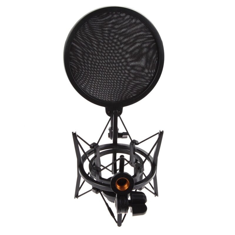 Suporte de microfone profissional com escudo, Universal Shock Mount, cabeça articulada, suporte, suporte para estúdio transmissão