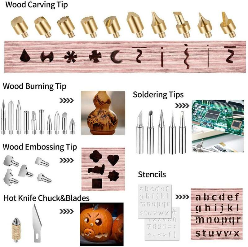 60w saldatore regolabile intaglio strumento pirografia goffratura in legno bruciare penna per saldatura Set 30 in1 Kit di saldatura