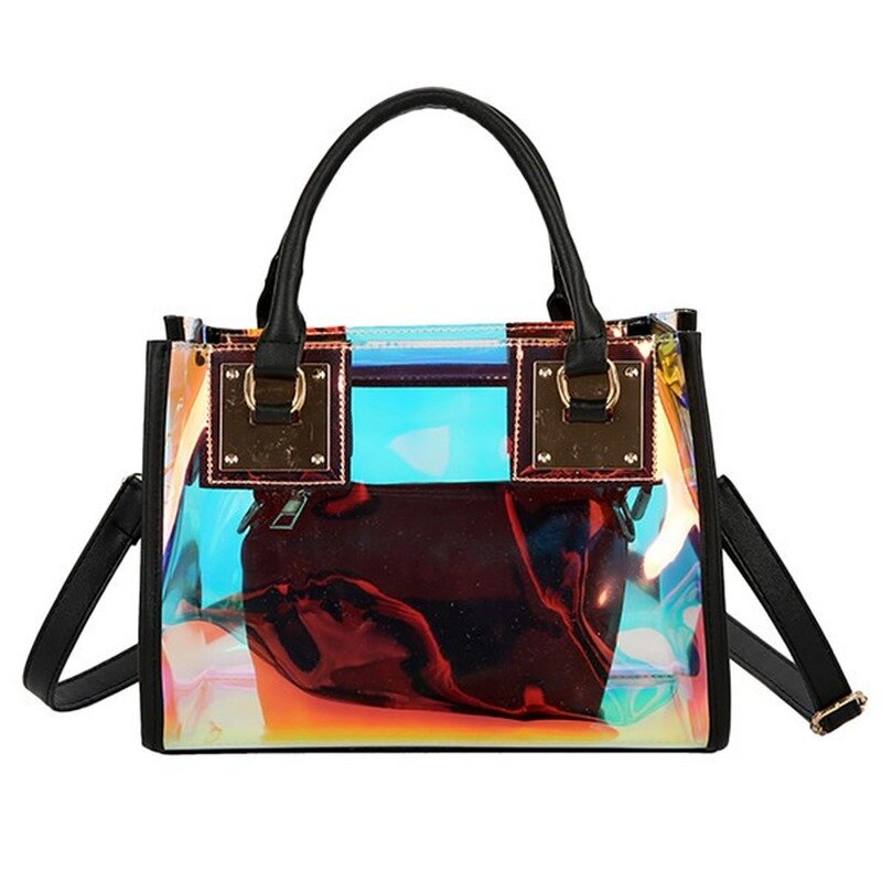 Borsa trasparente PVC trasparente multifunzione colore Messenger Bag donna cerniera cartelle borsa ragazza Laser borsa a tracolla Bolsas di lusso