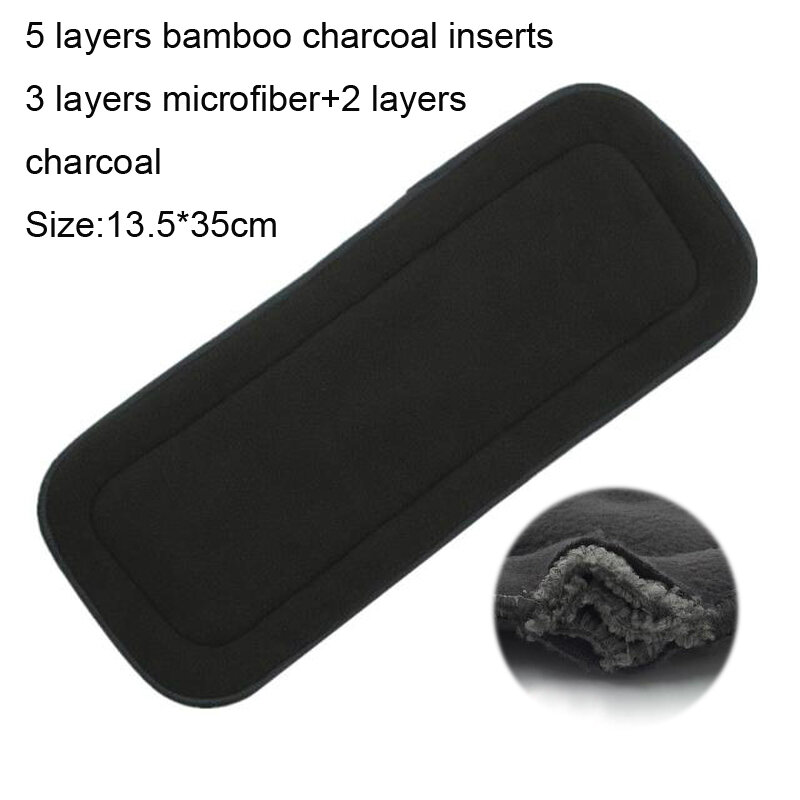Fraldas reutilizáveis inserções de carvão de bambu lavável inserções elásticas impulsionadores forros para bebê pano fralda capa fraldas inserção