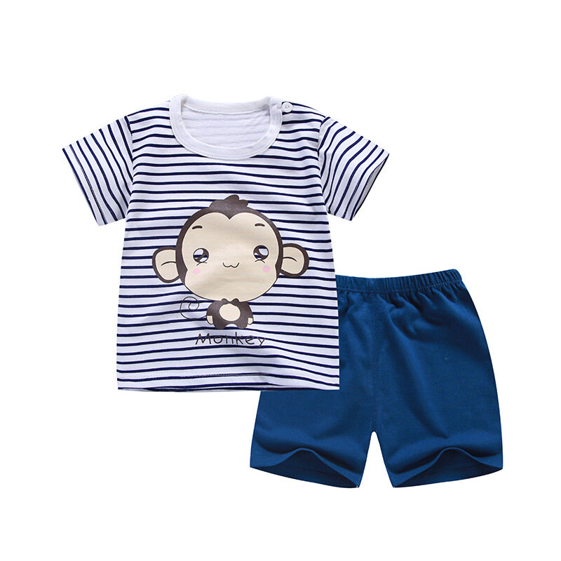 Algodón verano bebé niños pantalones cortos suaves traje camiseta niño y niña niños dinosaurio ropa linda material barato para 0-6Y