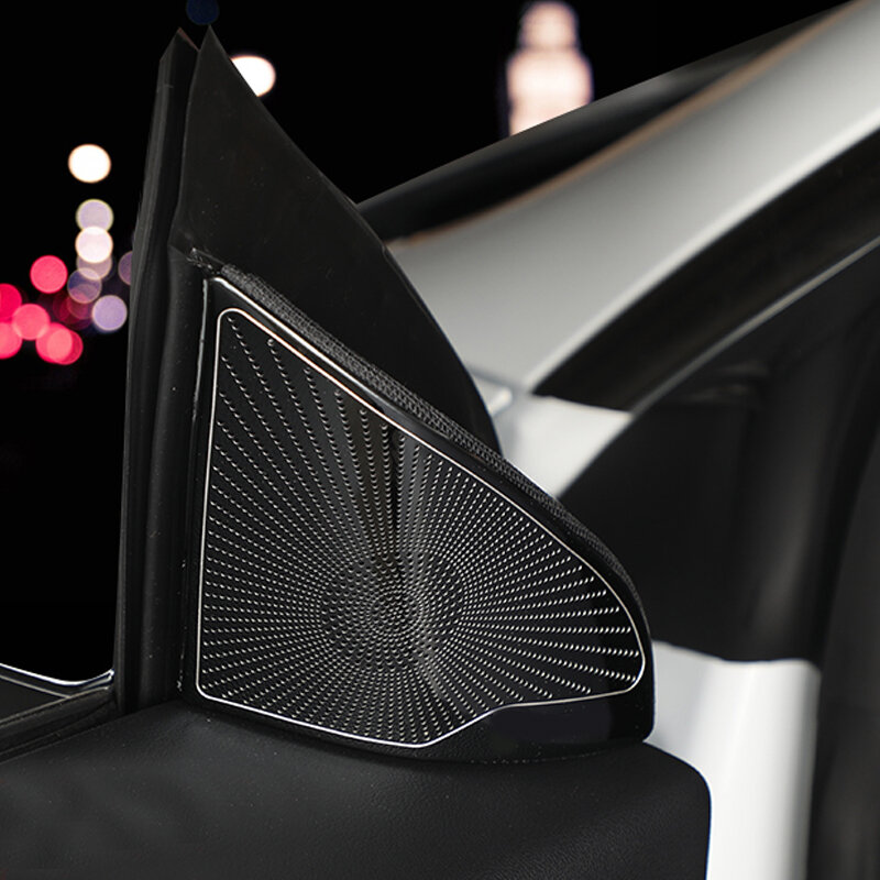 Drzwi samochodu filar osłona głośnika metalowe logo naklejana etykieta dla Tesla Model 3 samochodowy sprzęt Audio Panel Protector dekoracje naklejki do stylizacji