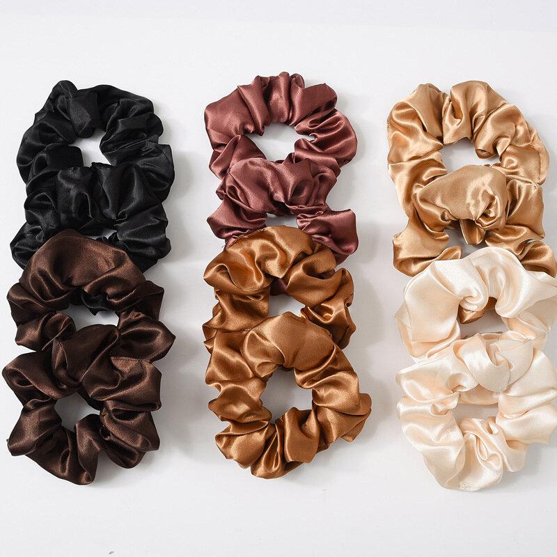 Coletero elástico Multicolor para mujer, accesorios para el cabello, 1 unidad, lazos para el cabello de Color sólido de seda satinada