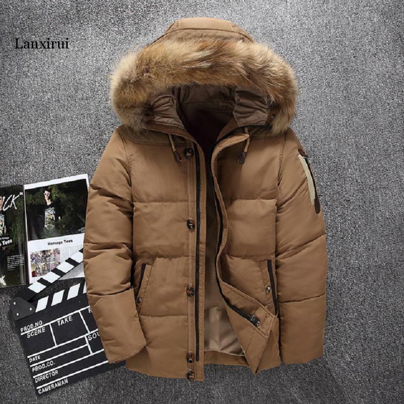 Down Jacket Men Faux Fur Coat Casual Men Fur Hood Winter Jacket Windproof Thick Winter Brand Clothing Outerwear Men Parkas