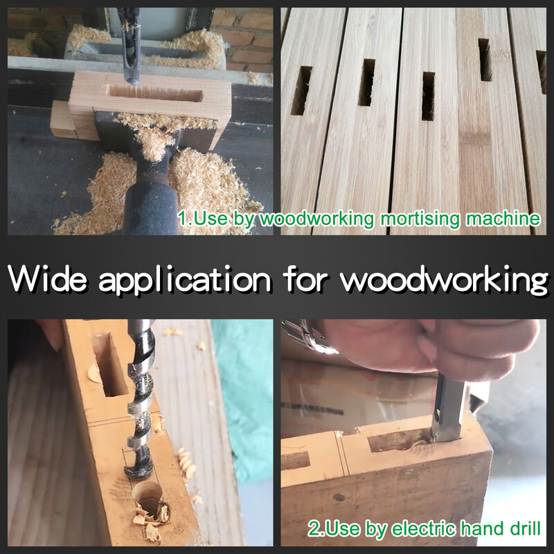 HSS Twist Square Hole Brocas, Mortising Chisel, Serra estendida para ferramentas de madeira, Auger, Carpintaria
