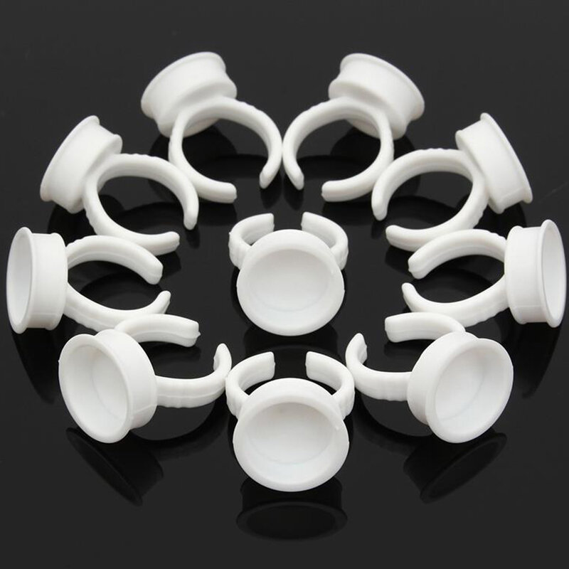100pcs Disposable Plastic Microblading Tattoo Ink Ring Cup Cap Pigment Clear Holder Container Permanent Makeup Accessory Supplie