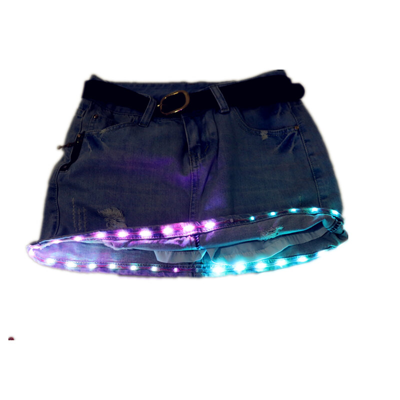 Minifalda ajustada con luz LED para mujer, minifalda Sexy para fiesta y discoteca, a la moda, ajustada, por toda la prenda