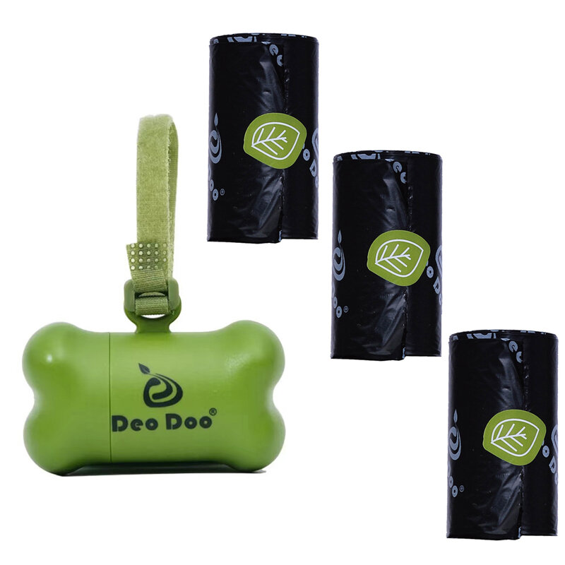 DeoDoo Dog Poop Bags, Biodegradável, Extra Grosso, Forte, Biobase, Terra-Friendly, Preto, Cat Waste Bags