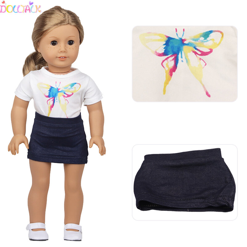 Muñeca recién nacida Reborn de 43cm, ropa de primavera y verano, vestido de falda de mariposa para muñeca de 18 pulgadas americana y OG, juguete de regalo artesanal de Rusia