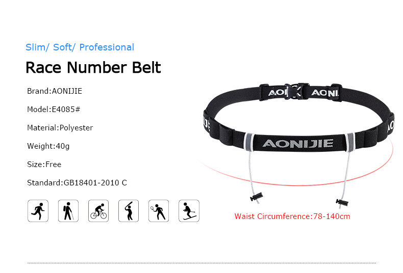 AONIJIE-cinturón con número para correr, soporte para triatlón, Maratón, ciclismo, Motor con 6 bucles de Gel, E4076, E4085