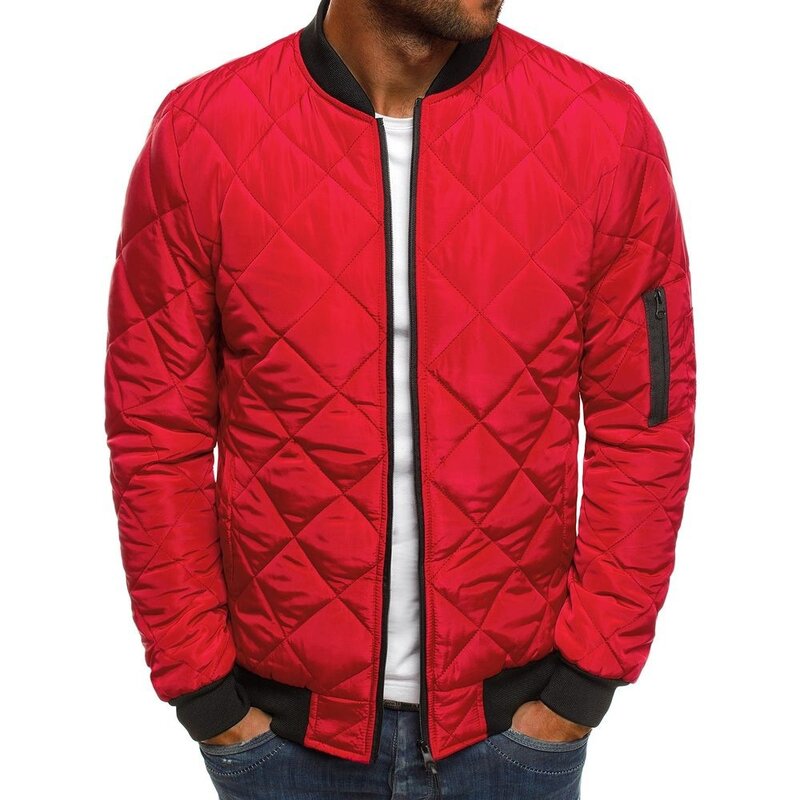 MRMT acolchada-Chaqueta de algodón para hombre, abrigo de Color sólido con costura de rombos, 2024