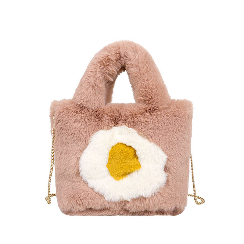 Симпатичная плюшевая сумка для женщин, Осень-зима 2021, сумка из искусственного меха, теплая женская сумка-тоут, индивидуальные сумки через плечо с цепочкой, кошелек, сумка