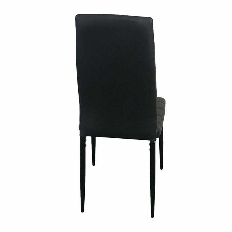 Conjunto de cadeiras de jantar com 6 peças, mesa redonda simples com encosto alto, perna e camada elegante, preto [eua-estoque]