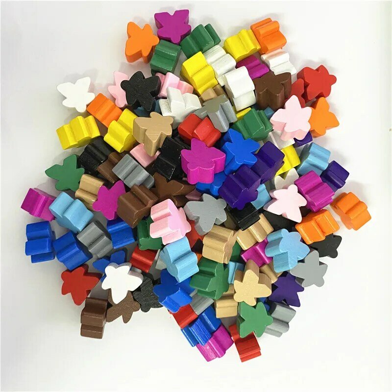 100PCS Wooden 16mm Extra Board Game Meeples Bits Pawns Pieces Bulk Replacement Tabletop Gaming components Humanoid Chess Pieces