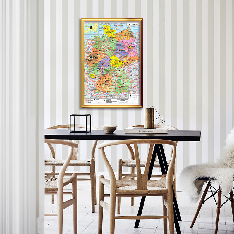 Mapa de tráfico y política alemán para pared francesa, póster artístico de lienzo, pintura para decoración del hogar, suministros escolares, 60x90 cm