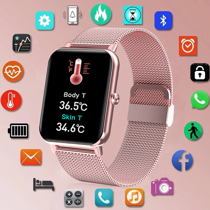 Reloj inteligente deportivo para mujer, pulsera completamente táctil con control del ritmo cardíaco, resistente al agua IP67, Bluetooth, para Android e iOS, novedad de 2021