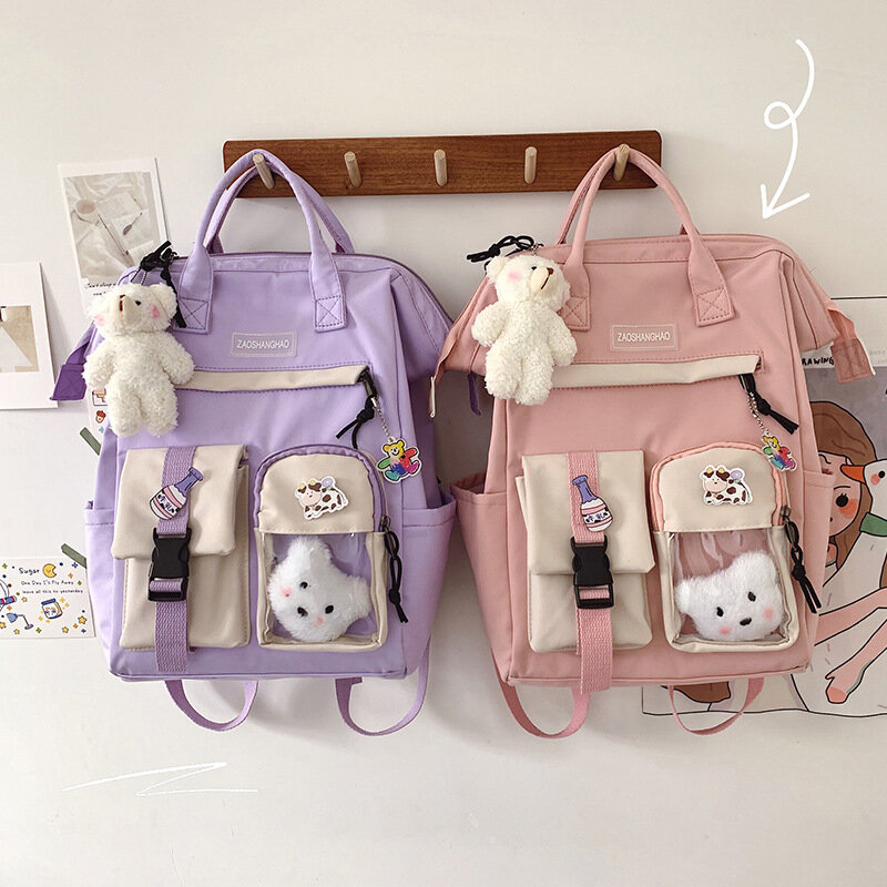 Женские Водонепроницаемые рюкзаки карамельных цветов, модные школьные ранцы, преппи фиолетовый рюкзак для девочек-подростков, милый дорожный рюкзак, 2021