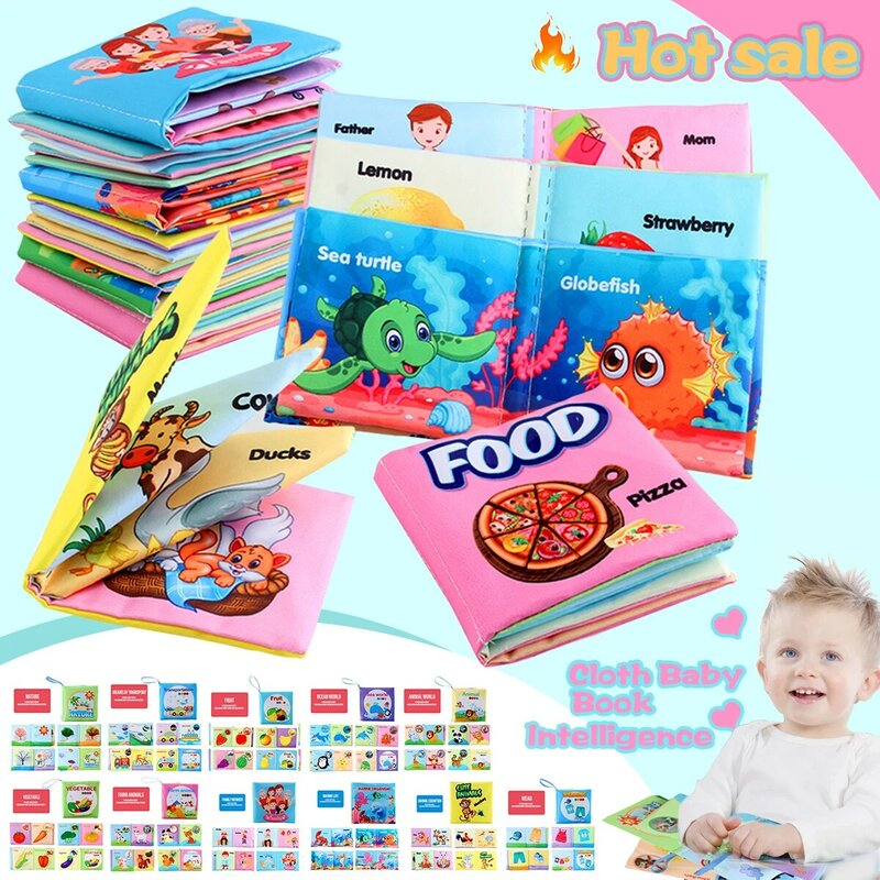 Kain Lembut Buku Bayi Buku Kerut Sentuh dan Rasakan Pendidikan Dini Bayi Kain Mainan Pengembangan Kecerdasan Belajar Menyadari Mainan