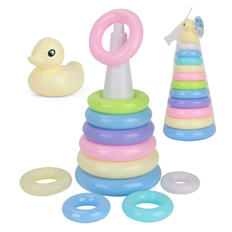 Montessori arcobaleno colore anelli impilabili piramide torre impilabile cerchio giocattoli vasca da bagno educazione precoce sviluppo giocattoli regalo per bambini