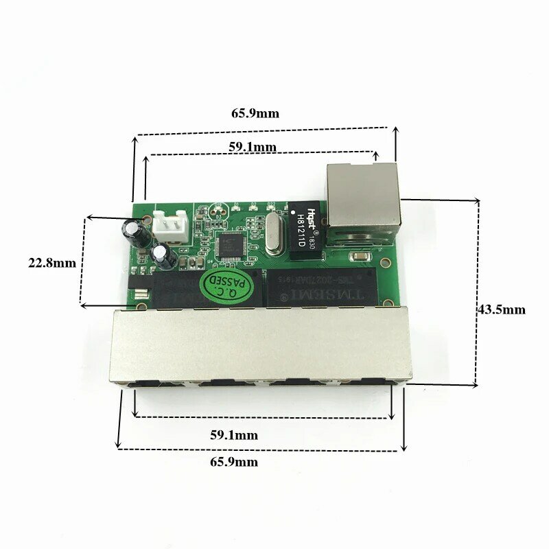 5 pin włącznik ethernet płytka obwodu drukowanego do moduł 10/100 mb/s 5 przełącznik portu płytka obwodów drukowanych OEM płyta główna włącznik ethernet 5 RJ45 przewodowy