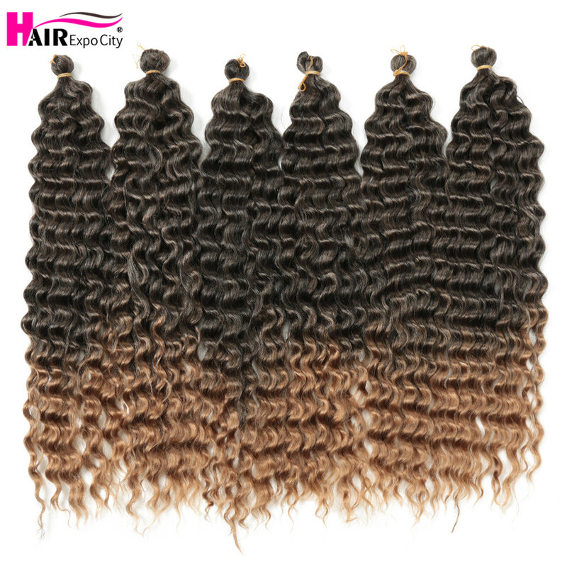 Extensions de cheveux tressés synthétiques, 22-28 pouces, mèches Afro, ondulées, naturelles, au Crochet, style ombré, Expo City
