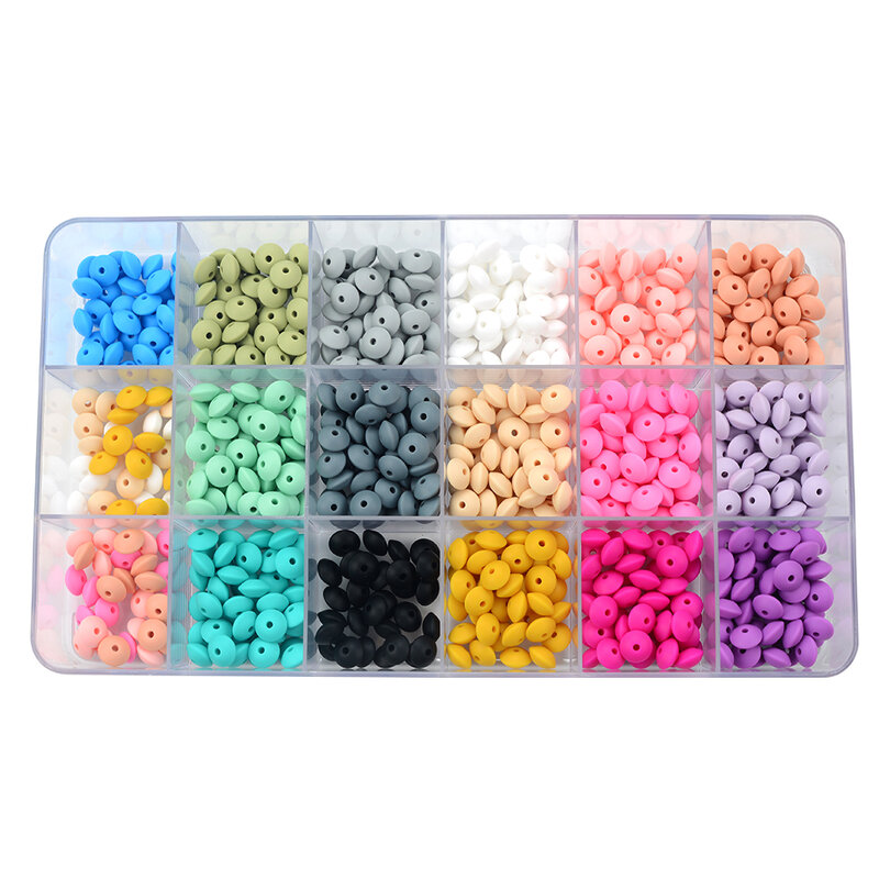 12MM 100pcs/lot Silicone lentil Beads Silicone BPA Free DIY Charms Newborn Nursing Accessory Teething Necklace Teething Toy