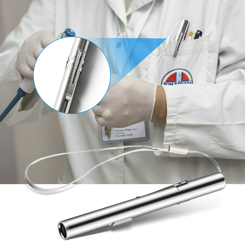 Economia de energia portátil profissional médica caneta à mão luz usb recarregável mini lanterna led tocha com clipe de aço inoxidável
