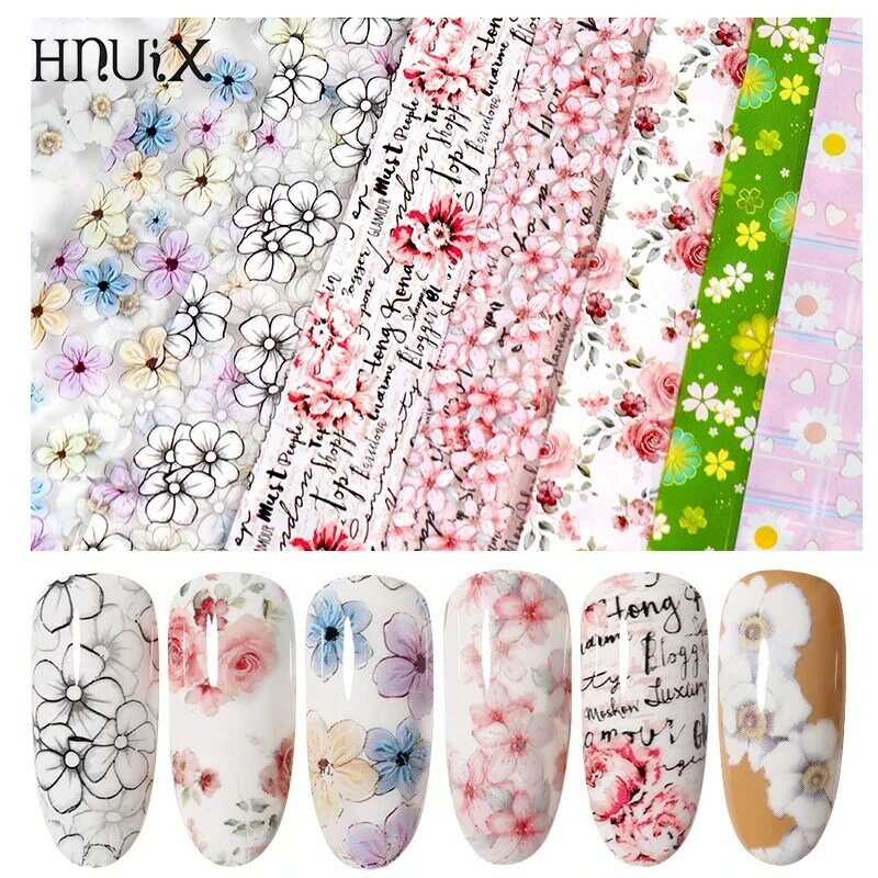 1pieces colorful flowers stickers on nails sheet transfer starry sky summer sliders for manicure Nail Art decals decoration
