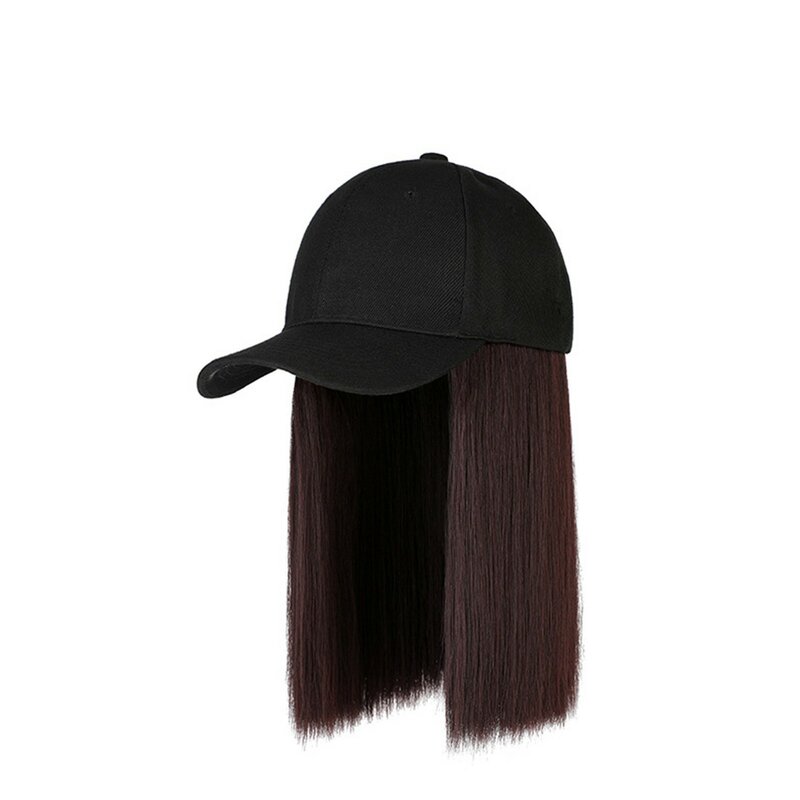 Casquette de Baseball cheveux lisses, perruque réglable, chapeau attaché, cheveux longs, haute température, en soie