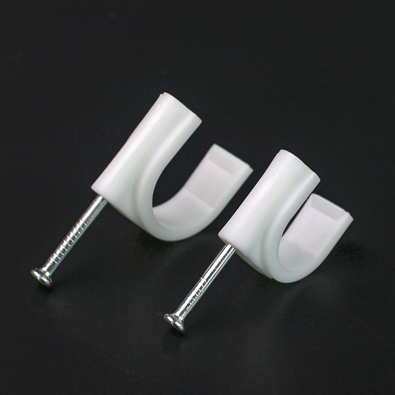 100 sztuk plastikowy do kabla klip przewód zasilający łącznik linii telefonicznej Tie Fixer organizator zacisk ścienny (biały)