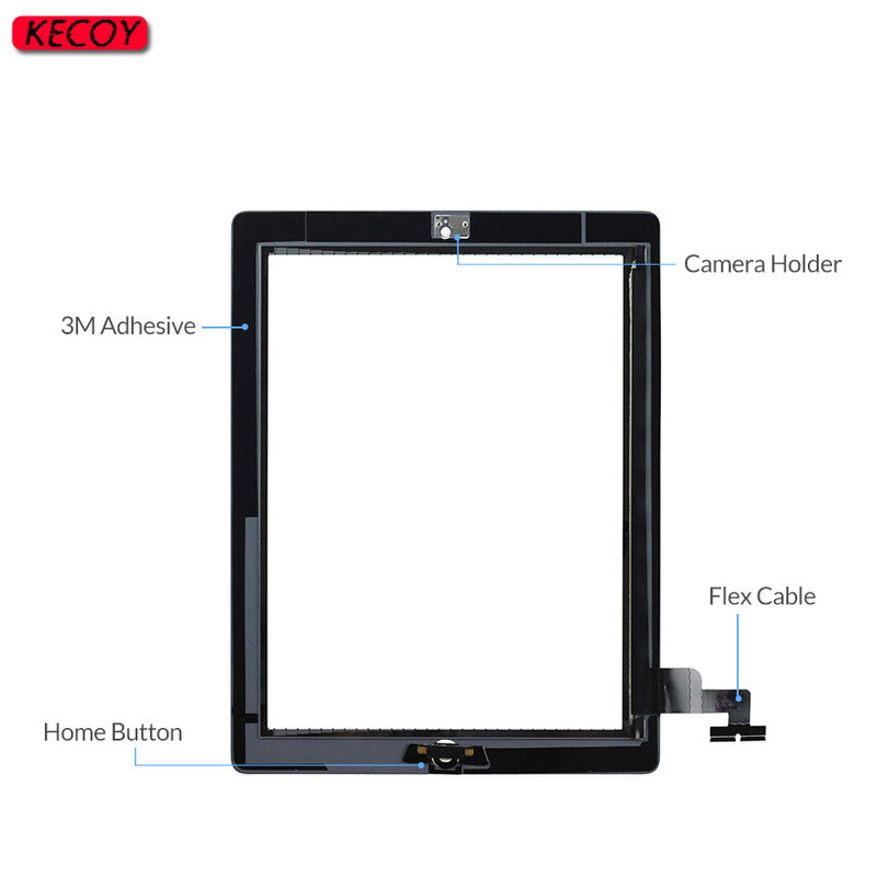 1Pcs Voor Ipad 2 A1395 A1396 A1397 Display Touch Screen Digitizer Panelen Vervanging Touchscreen Sensor Glas Met Knop + gereedschap