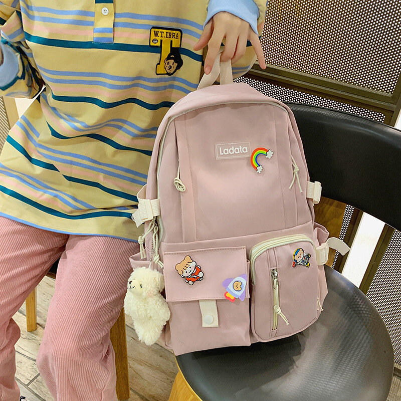 Рюкзак Нейлоновый вместительный для девушек, водонепроницаемый ранец в Корейском стиле, школьный портфель для студентов колледжа