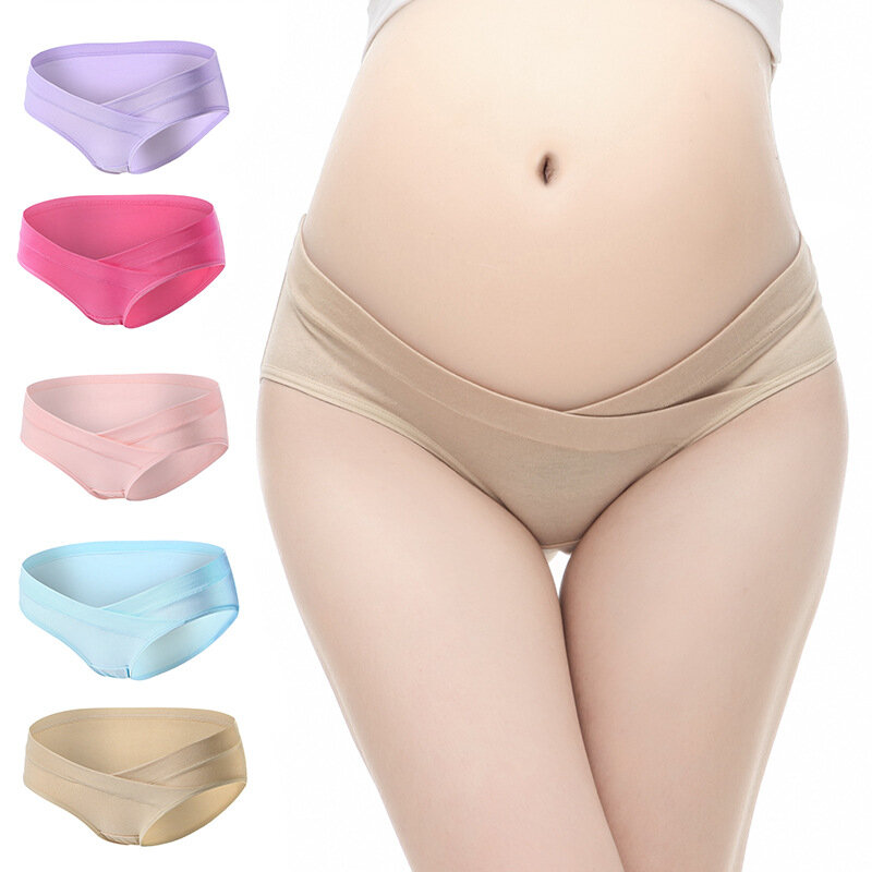 Ropa de Postparto para mujeres embarazadas, ropa interior de cintura baja sin costuras, suave, para el cuidado del Abdomen, bragas de embarazo, 100 Uds.