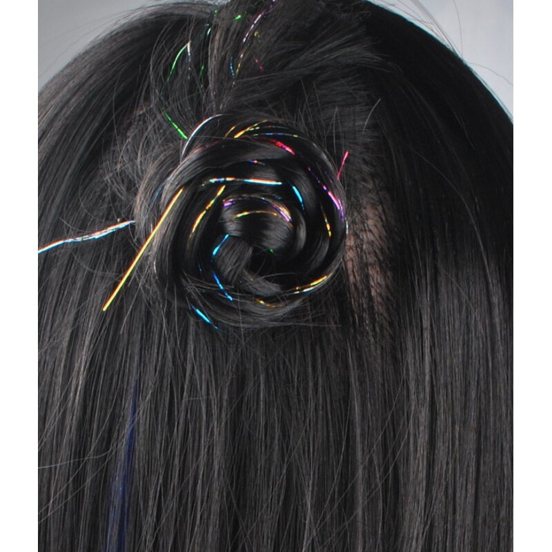 Oropel brillante para el cabello, accesorios para el cabello de colores arcoíris, extensiones de cabello para niñas