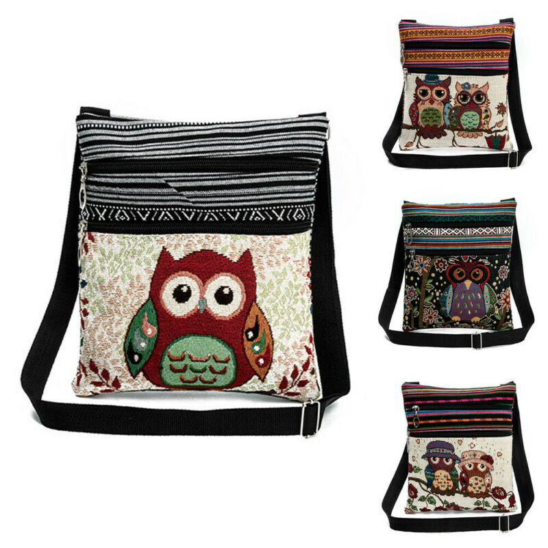 4 Styles New coin purse Mini Wallet Holder vintage Embroidered Owl Tote Bags Women Postman Package Travel bag Handbags